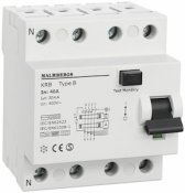 Jordfelsbrytare, B-typ, 40A, 4-polig, 30mA