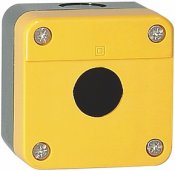 Tryckknappslåda, Svart/gul, 1-håls, KB2