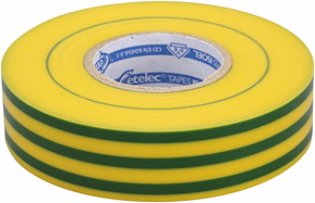 Eltejp, Grön/gul, 25 m