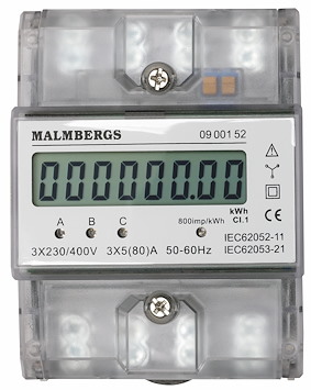 kWh-mätare, 3-fas, 80A