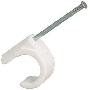 Spikklammer, Vit, För kabel 10-14 mm, 30 mm, 10 st