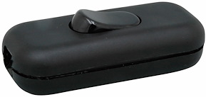 Sladdströmställare, 1-Pol, Ojordad, Svart