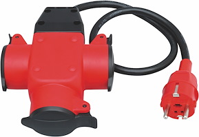 Grenuttag, 3-vägs, IP44, 0,5m, 3G1,5mm, Med lock
