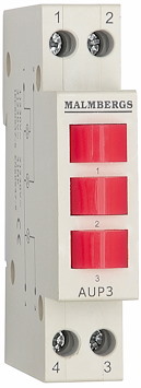 Signallampa, LED, Röd, 1 modul, 230V