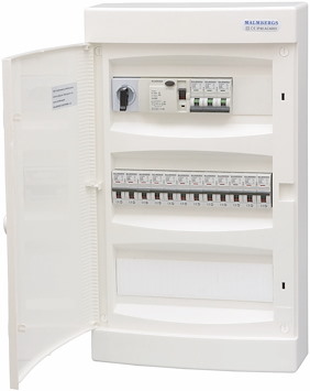 Komplett normcentral i plast, 3x12 moduler