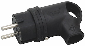 Stickpropp, Vinklad,Med jord, Svart,16A, 250V,IP44