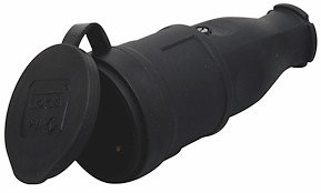 Skarvuttag, Med jord, Svart, 16A, 250V, IP44