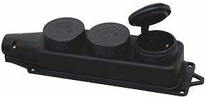 Grenuttag, IP44, Med jord, 3-vägs, 16A, 250V