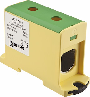 Universalplint, AL/CU, OTL, 35-240 mm², Grön/gul