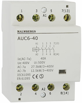 Installationskontaktor, 3 modul, 40A, 4-Pol