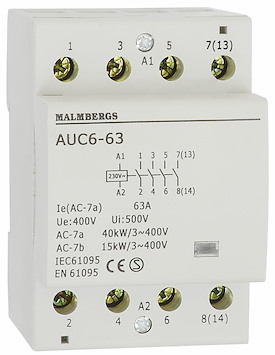 Installationskontaktor, 3 modul, 63A, 4-Pol