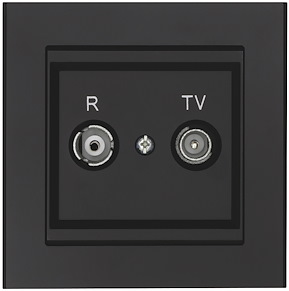 Antennuttag för TV/Radio, 75 Ohm, Genomgång, Svart