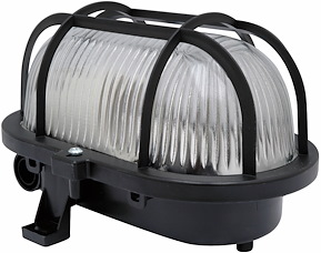 Vägg-/takarmatur, Gallerarmatur, Svart, E27, IP44