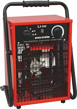 Byggvärmefläkt, 3,3kW, 230V, Röd, IP44