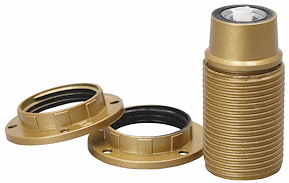 Lamphållare, Ojordad, Gängad, Guld, E14