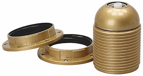 Lamphållare, Ojordad, Gängad, Guld, E27