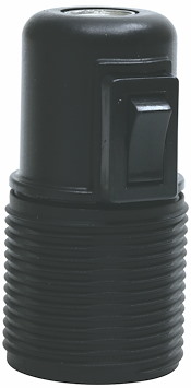 Lamphållare med strömbrytare, Jordad, Svart, E27