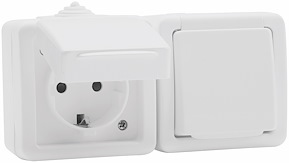 Kapslat vägguttag, 2-vägs, IP54
