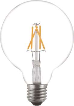 Filament LED-lampa, G125, Klar, 5,5W, E27, 230V