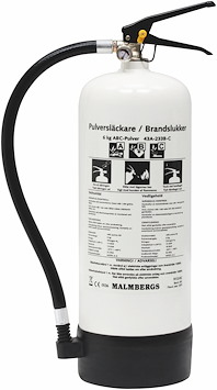 Pulverbrandsläckare, ABC, 6 kg, Vit